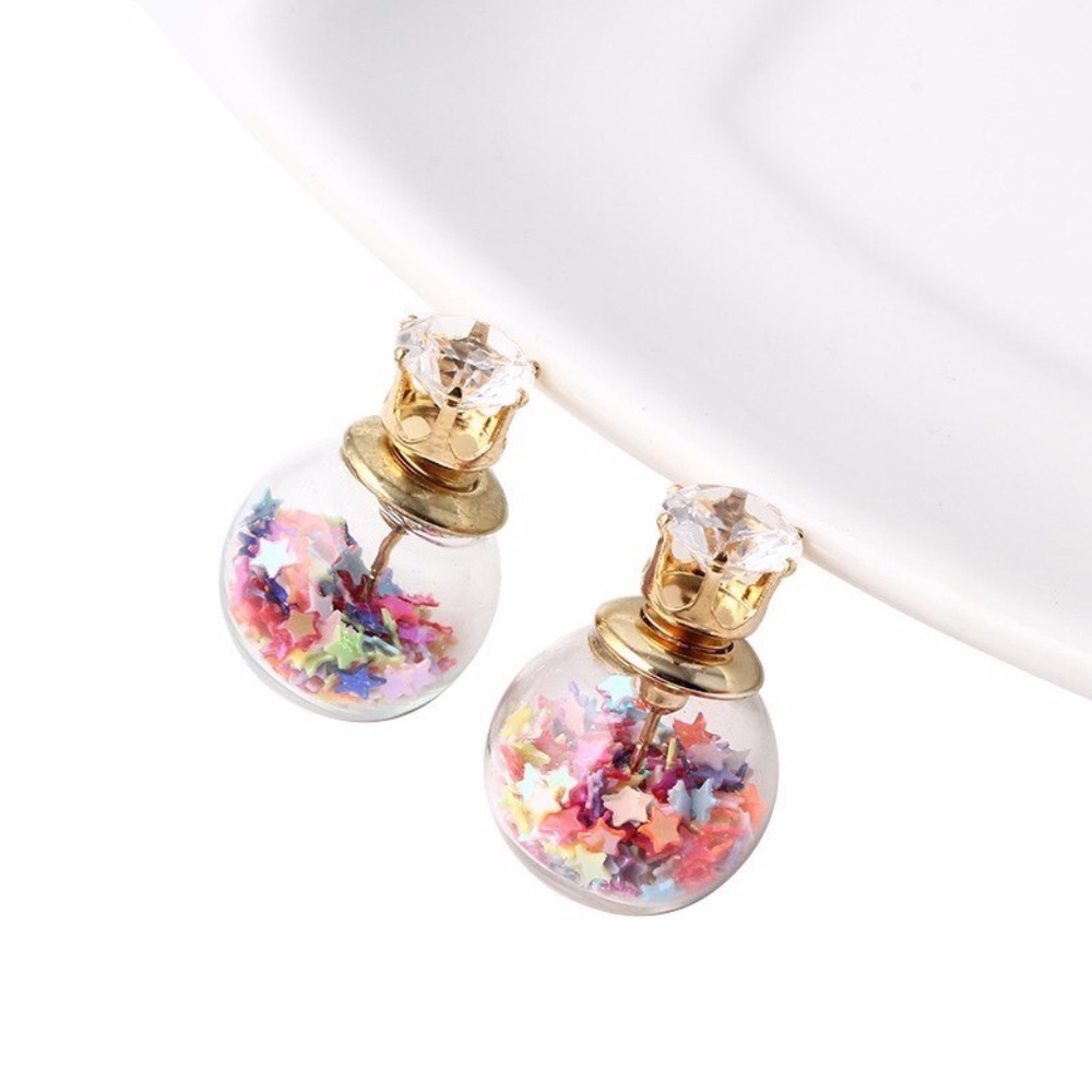 GLASS BALLROOM STAR, BLING - DOUBLE STUD EARRING